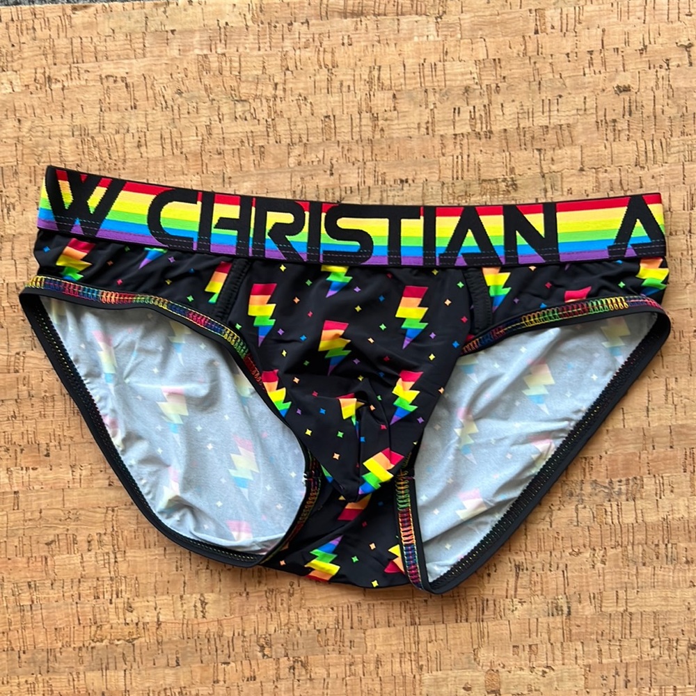 Mens Andrew Christian Rainbow Lightning Brief